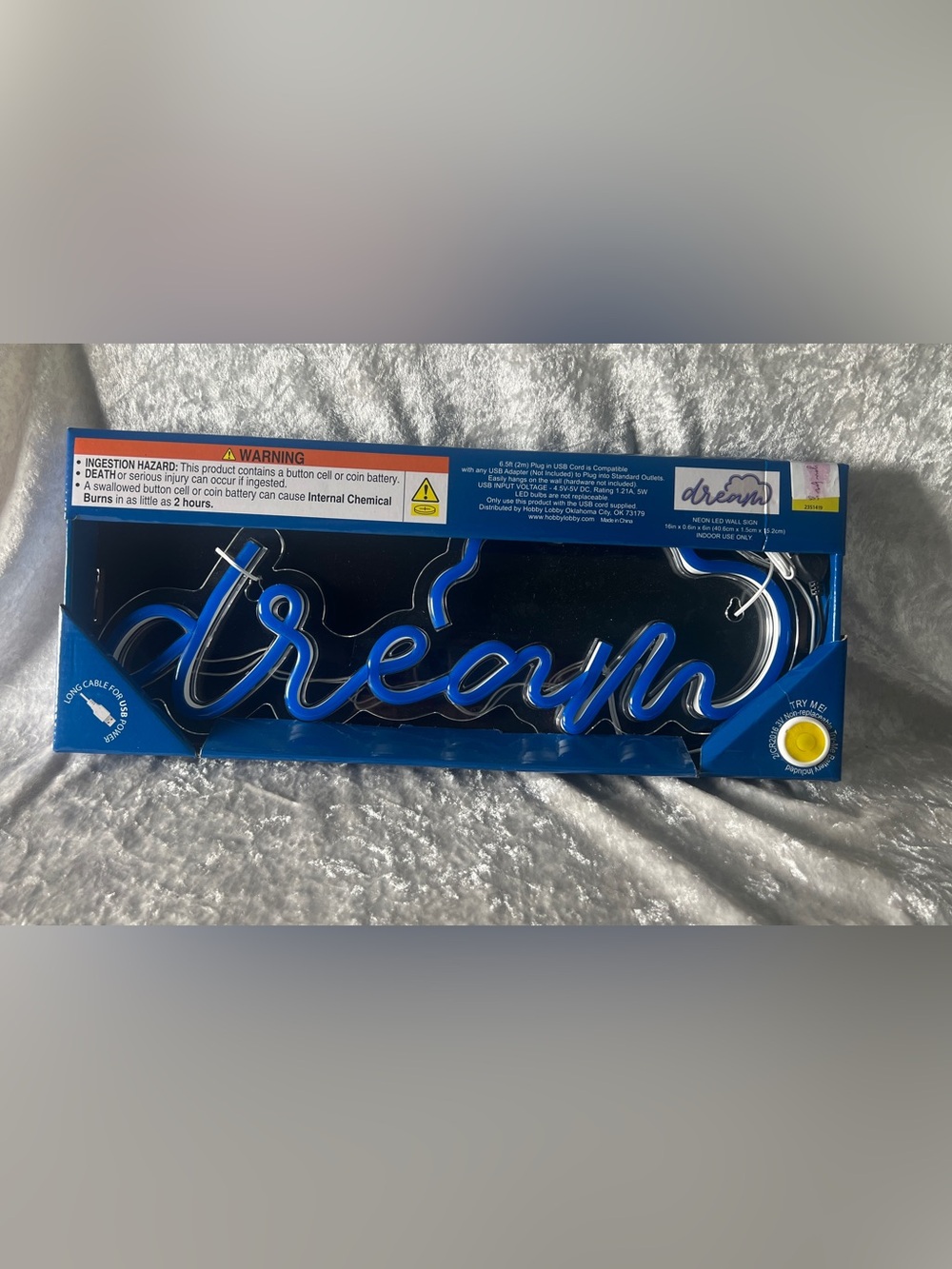 Hobby Lobby Blue 'dream' LED Script Wall Sign